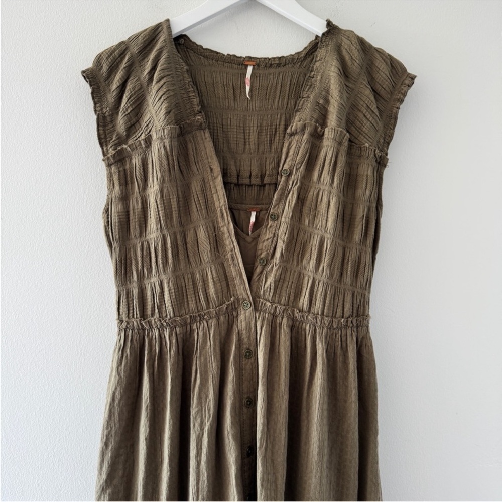 FREE PEOPLE Desert Dazed Khaki Dress M - Picture 6 of 6